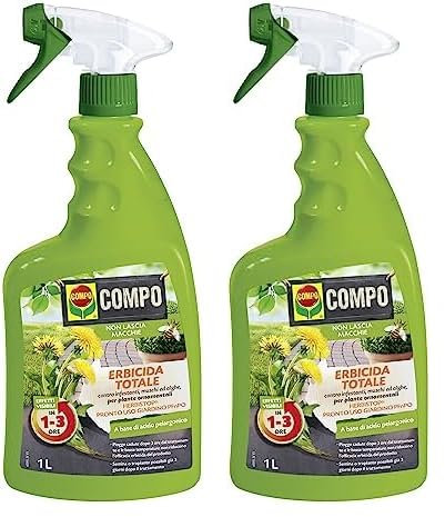 COMPO Erbicida Totale HERBISTOP Pronto Uso Giardino PFnPO, Per Piante Ornamentali, Contro Infestanti, Muschi e Alghe, 1 l (Confezione da 2)