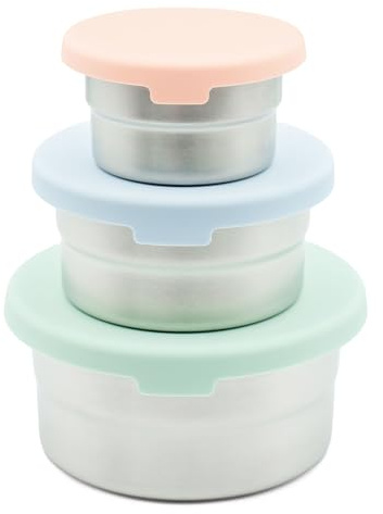 Stainless Steel Food Storage Containers - 3 Pack - 3 Oz, 6.1 Oz, 12.85 Oz with Leakproof Silicone Lids, BPA-Free, Dishwasher & Freezer Safe, Nesting & Stackable for Meal Prep, Lunch Boxes & Snacks