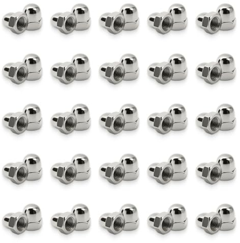 50 pièces Écrous borgnes M6 inox 304, DIN 1587 haute forme, écrous à capuchon hexagonaux, écrous hexagonaux borgnes pour tiges filetées, vis, boulons, protection filetages, inoxydable,finition soignée