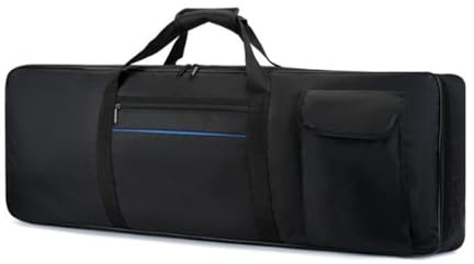 Hellery Bolsa para Teclado de 61 Teclas, Bolsillos de Almacenamiento, Estuche Oxford para Teclado de Piano, Estuche para Piano Eléctrico para Transportar, con Franja Azul