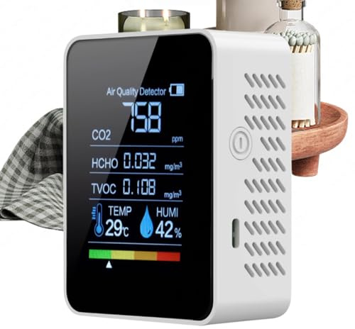 Monitor De Calidad del Aire, Detector Portátil De Aire, Monitor Portátil con Pantalla Clara para Dióxido de Carbono en Tiendas de Cultivo Dormitorio Hogar Detección
