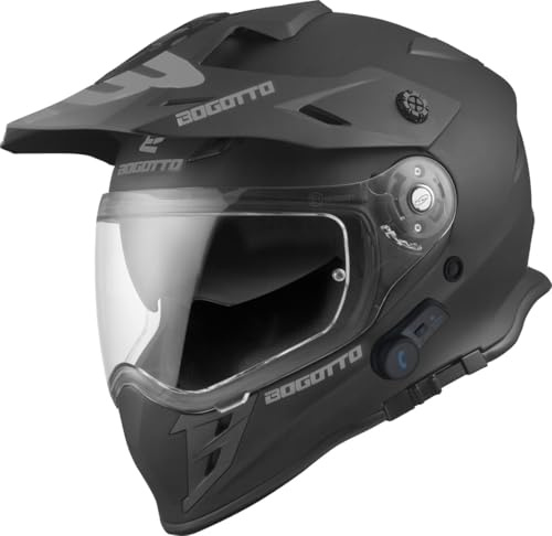 Bogotto H331 BT Bluetooth Casque d’Enduro, Noir Mat, XL