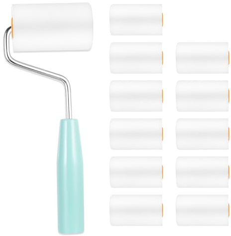 Foonary 12 Pezzi Set di Rulli Piccoli - Rulli in Schiuma ad Alta Densità, Rullo in Schiuma Compatto, Rullo per Pittura Piccolo con Manico, Adatto come Rullo per Vernici e Rullo per Colori per Lavori