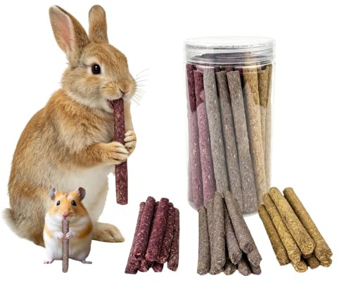 24 blommor tuggpinnar för små djur, blandning av ros ringblomma och förgätmigej, med timothy, alfalfa och havregräspulver, för kaniner marsvin hamster chinchillor