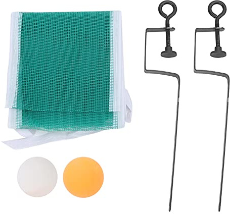 Omquot Bärbart bordtennisnät och stolpar set för minibordtennisspel på alla ytor, lätt och kompakt att leka med