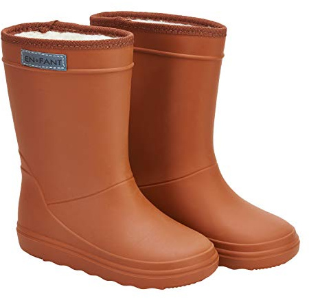 Enfant fodrade gummistövlar unisex termo stövlar storlek 815062U-00, Läder brun, 7 Toddler