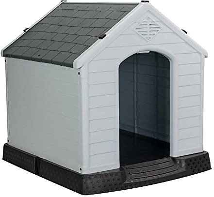 Caseta de Resina para Perros 98,5x105x96,5cm 7house | Caseta para Perros Grandes | Caseta de Plástico 100% Reciclable y Ecológico | Caseta Mascota Exterior e Interior