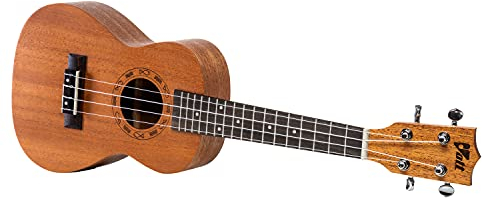 VOLT by Voggenreiter Ukulele Valencia, Größe: Concerto, laminierte Decke Mahagoni, Griffbrett: Palisander, edle Lackierung, Schalloch-Gravur, Länge: 610 mm, mit Gurtknöpfen, inkl. gefütterte Tasche