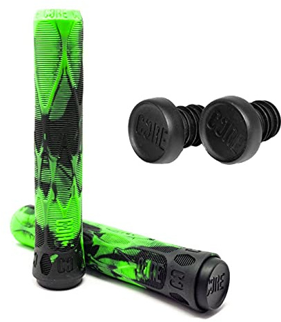 Scooters Core Stunt-Scooter Tret-Roller Hand Griffe Soft lang mit Barends/Grip + Fantic26 Sticker (Hulk Schwarz/Grün Swirl)