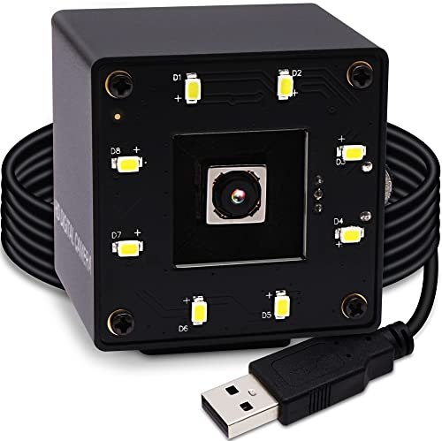 G Cámara web USB 4K con enfoque automático Ultra HD con micrófono, vídeo de día y noche, USB con LED blancos, cámara web 4K USB 2160P, cámaras 4K para Windows, Android, Linux, Raspberry Pi