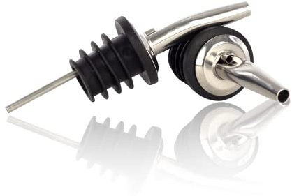 Qpractiko | Verseur distributeur | Pack 2 unités, acier inoxydable, argenté | Système anti-goutte, fermeture étanche, aération précise | Service sans gouttes pour vin, huile, spiritueux