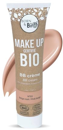 BORN TO BIO BB Crème Bio - Fond de Teint Hydratant Teinté Naturel pour un Teint Unifié & Éclatant - Creme Teintée Visage pour Femme - Maquillage pour le Teint Bio (Beige Rosé, 25ml)