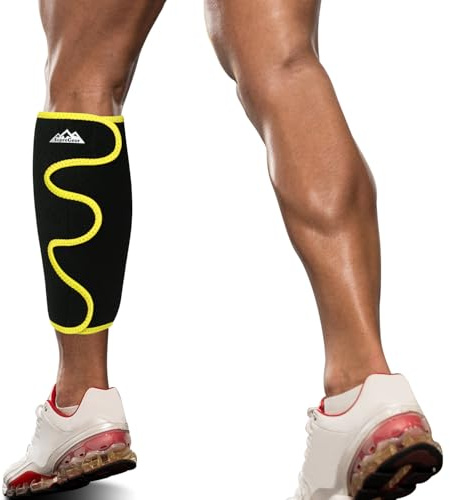 supregear Calf Support Brace, Adjustable Shin Splint Compression Calf Wrap Sleeve for Muscle Swelling Pain Relief Hiking Training Comfortable Breathable Support for Men and Women, Black + Yellow