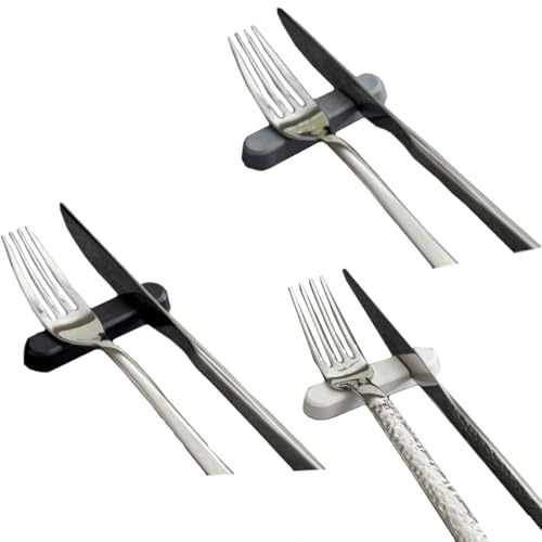 MAQA 6 pz Poggia posate da tavolo 8 cm in melamina, appoggio posate tavola nero, grigio o bianco, Portaposate ristorante Grigio