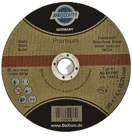 Lot de 10 disques à tronçonner - 180 x 1,6 mm - Pour meuleuse à tronçonner et meuleuse d'angle en acier inoxydable - Disques à tronçonner fins de 180 mm - Droits