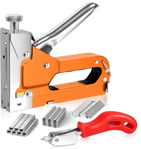 3-in-1 Handtacker, Lytool Tackerpistole Holztacker Tacker für Holz Set mit 2000 Klammern und Heftklammerentferner einstellbarer Schusskraft für Holz, Stoff, Teppich, Möbel