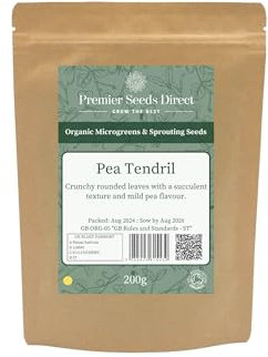 PREMIER SEEDS DIRECT - MICROGREEN/Sprouting Seeds - Pea Tendril - Organic (40 Grams)