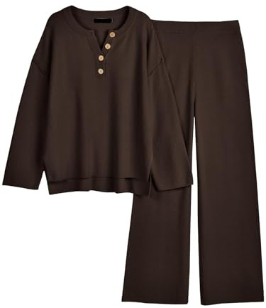 Conjuntos de Dos Piezas for Estar en casa for Mujer Conjuntos Holgados de Gran tamaño a Juego Conjuntos de Punto acogedores(9,S)