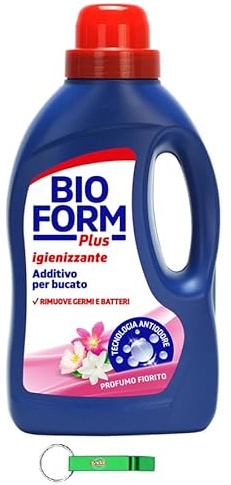 Bioform Plus Igiene - Detergente higiénico para lavadora, 10 unidades, aroma a flores, elimina la suciedad y los malos olores, 1500 ml, incluye llavero Beni Culinari gratuito