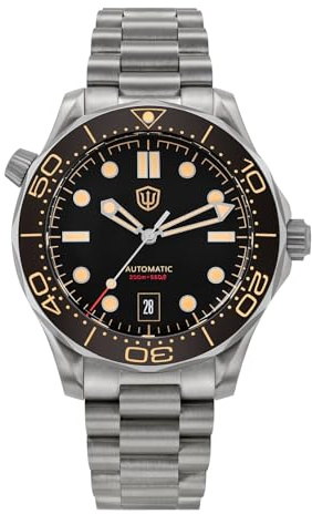 watchdives NH35/NH38 Relojes Automáticos para Hombres, WD007 39mm Titanio NTTD Reloj De Buceo 39mm Cristal De Zafiro Abombado Reloj De Pulsera 200m Resistente Al Agua
