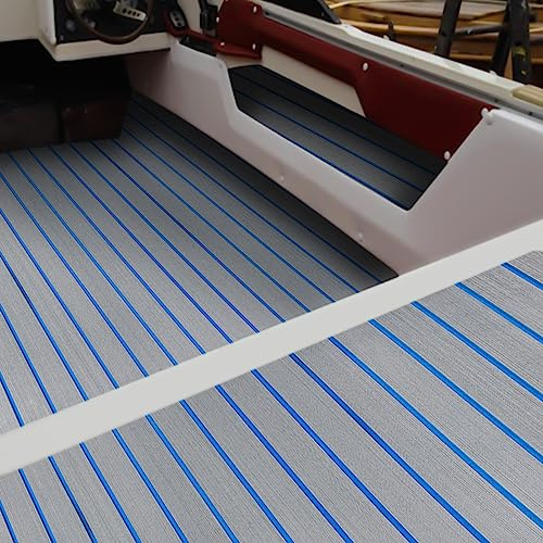Rivestimento per pavimenti in EVA per barca autoadesiva, antiscivolo, R10, impermeabile, per yacht, camper, kayak, piscina, grigio-blu, 240 x 90 cm