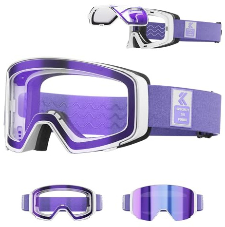 KAPVOE Maschera Sci Fotocromatica Lente a Flip-Up Magnetica Antinebbia UV400 Unisex per Uomo Donna Giovani Compatibile con Casco Ideal per Sci Snowboard e Pattinaggio su Ghiaccio