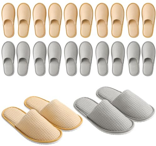 KUTTOR 12 Pair House Disposable Slippers for Guests Spa Hotel Slippers for Travel Washable Reusable Non Slip Closed Toe for Shoeless Home Indoor Wedding Party