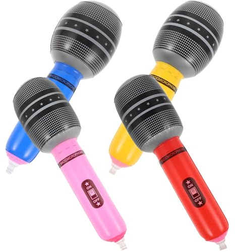 BESPORTBLE 4pièces Microphones Gonflables pour Fêtes Musicales Accessoire Amusant Et Interactif Jouet Microphone Léger Et Portable pour Concerts Et Événements