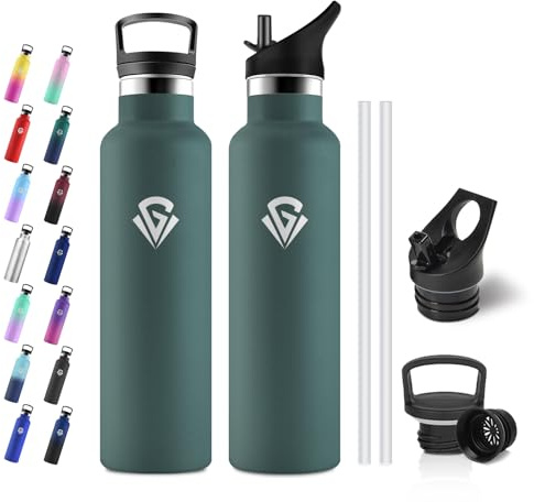 Botella Agua 750ml, Botella Termica con Doble Pared, sin BPA, Garrafa Agua Acero Inoxidable para Adultos, Escuela, Oficina, Viajes, Running, Fitness