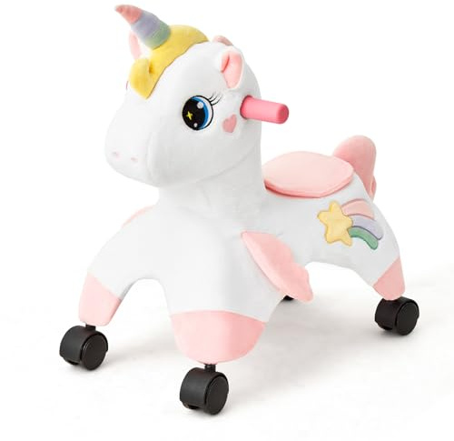 FUNLIO Unicorn Ride On Toys, Toddler Ride On Toys with 360° Wheels, Toddler Bike Designed to Develop Balance & Coordination, for Indoor/Outdoor Play, Easy to Assemble, CPC & CE Certified