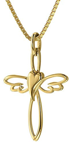 trendor Kreuz-Anhänger 333 Gold mit goldplattierter Silberkette zauberhafter Halsschmuck für Damen, diese Halskette ist eine tolle Geschenkidee, 39573-45 45 cm