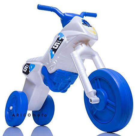 ARIGOmoto® - Petite Moto Tricycle draisienne pour Enfants de 1, 2 ou 3 Ans Garçon/Fille -Taille 2-3 Ans- Couleur Perle-Bleu
