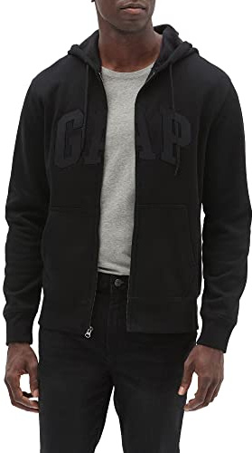 GAP Men's V-FA CHL Arch Fz Hooded Sweatshirt, True Black, S