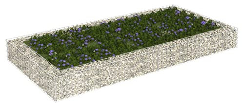 XIAOGUANG Gabbione Letto Rialzato, Gabbione Fioriera, Gabbione Pietra Cestino, Recinto Giardino, Gabbione Letto Rialzato in Acciaio Zincato 200x100x20 cm