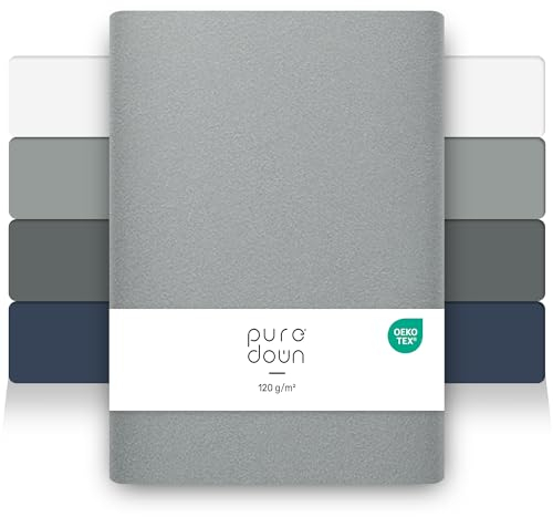 puredown 2er Set Premium Spannbettlaken 160x200cm Mikrofaser Bettlaken für Matratzen bis zu 25cm, Dicke Angenehm Atmungsaktive Spannbetttücher Bettwäsche, Oeko-Tex Zertifiziert, Hellgrau