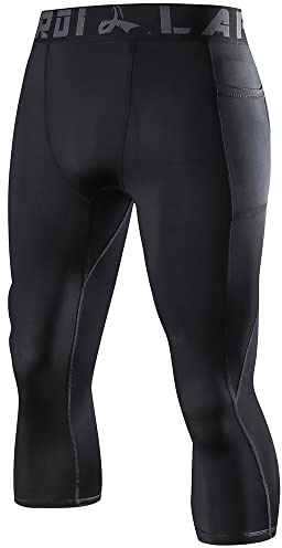 LAFROI Men's Compression Fit 3/4 Tights Leggings with Pcoket/Non-Pocket-YSK10