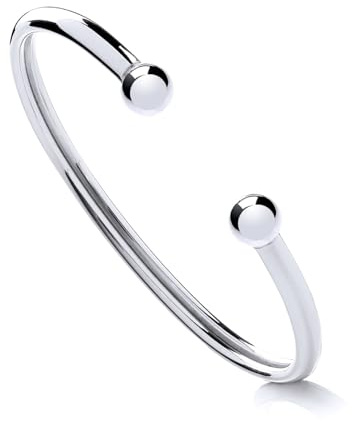 Old English Jewellers 925 Sterling Silver Torque Ball Opening Bangle - Maiden's/Boys or Girls/Small Ladies