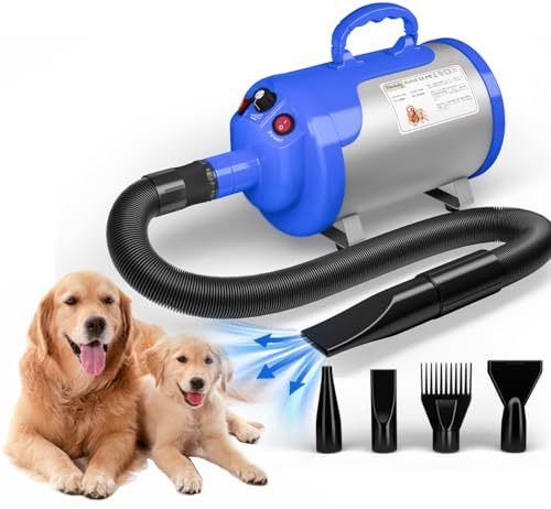 Blanlody Secador de Pelo para Perros Blower Muy silencioso 5,2 CV / 3800 W