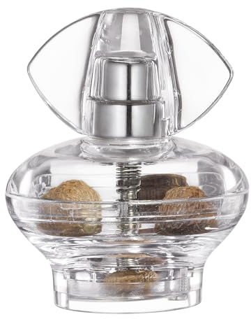 cilio VICENZA - Macinino per noce moscata in acciaio INOX, alloggiamento in plastica, protezione dell'aroma, disco per il trasporto con artigli, adatto anche per altri dadi