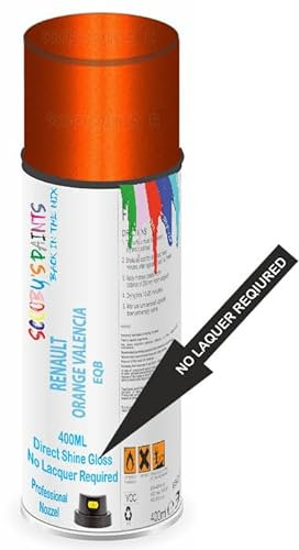 SCOOBYS PAINTS BACK IN THE MIX Direct Gloss Aerosol Spray Paint For Renault Orange Valencia Code: Eqb No Lacquer Required