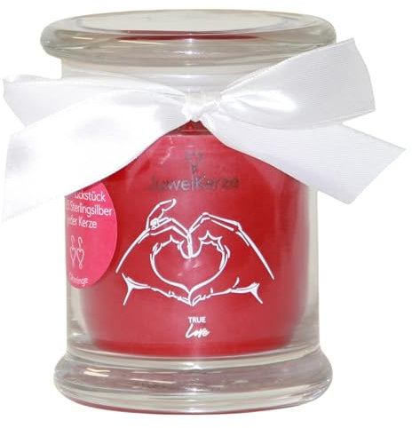 sopomarkt24 Duftkerze im Glas Duftkerzen-Set mit Ohrringen Schmuck Dekokerze Geschenk für Frauen Freundin Valentinstag Geburtstag Weihnachten 925 Sterlingsilber Duft True Love