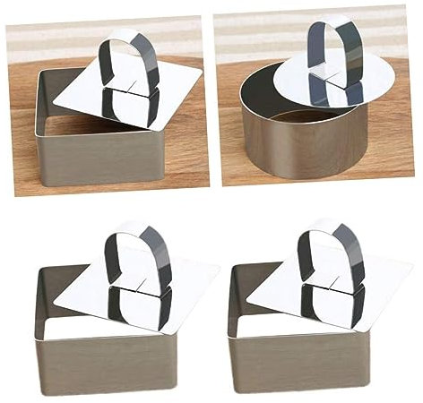 Cabilock 430 Acero Inoxidable Anillo Tarta Aro Pasteleria Con Empujador Molde Para Mousse Cortadores De Pasteles 2pcs