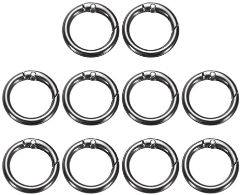 QUARKZMAN 10 Piezas De Anillo De Resorte O, Clip De Metal Para Accesorios De Hebilla Redonda De 27 Mm / 1 1/16 Pulgadas Para Bolso De Hombro, Cordón, Cuero, Manualidades DIY, Color Gunmetal