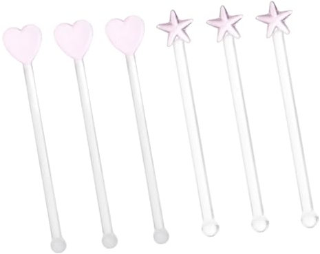 HOLIDYOYO 6 Pezzi Bastoncino di Agitatore per Cocktail per Mescolare A Costine Sbarra Potabile Agitatori per Cocktail Corti Agitazione Chiaro Bicchiere Rosa Riutilizzabile