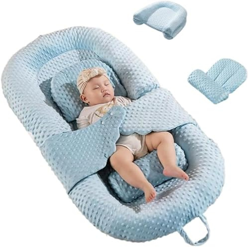IAFENGE Grande cuscino per allattamento, cuscino per neonati per dormire letto ergonomico, essenziale per bottiglia e allattamento, federa rimovibile (blu)