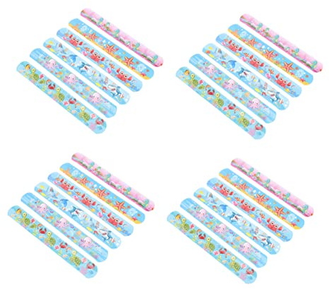 WOONEKY 40 pièces Bracelets à Claquer pour Garçon Fille PVC avec Design Animaux Marins Accessoires de Fête Colorés et Amusants