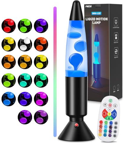 PHEJIE Lampada lava RGB da 36 cm con telecomando, luce notturna con cambio colore automatico per cameretta dei bambini, ufficio, soggiorno, lampada retrò regalo per bambini e adulti (17 colori)