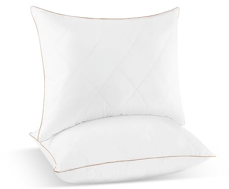 UNIKOME cuscino in piuma d'oca 80x80cm, set di 2 d'oca e piumino cuscino, tessuto in cotone organico al 100%, lavabile in lavatrice, Oeko-TEX