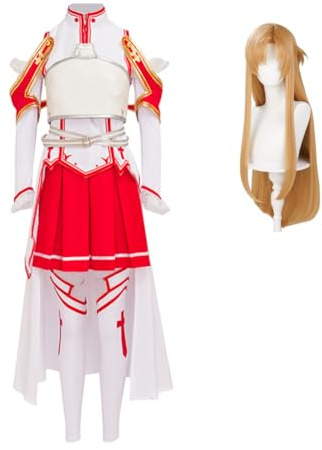 Jilijia Asuna Costume da cosplay anime Yuuki Asuna Uniforme, set completo di giochi anime, tuta da combattimento per adulti e donne Halloween