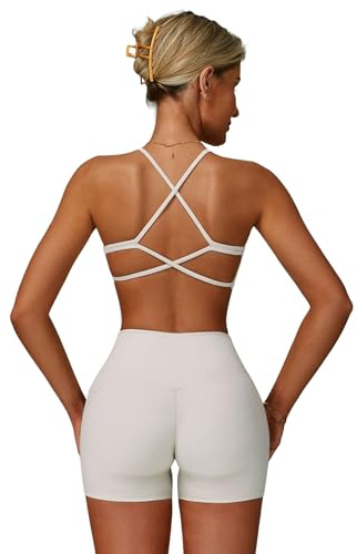 IMEKIS Ensemble de sport pour femme - Tenue de gym avec soutien-gorge à bretelles et short - 2 pièces - Pour yoga, pilates, vêtements de sport courts - Ensemble de fitness, entraînement, vêtements